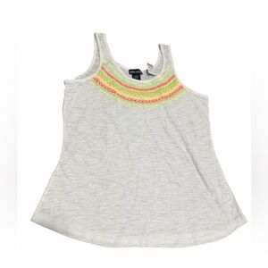 Wet Seal White Tank Top with Neon Pink and Green Accents